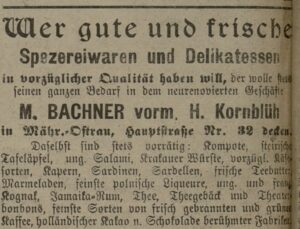 ↑ Inzerát Mořice Bachnera z roku 1908