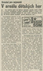 článek z dobového tisku informujícího o (ne)pokračující stavbě (Nová svoboda, 12.09.1982)